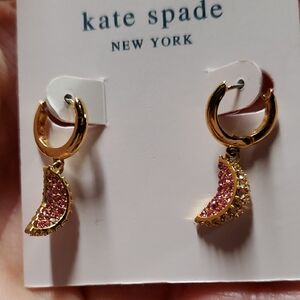 Kate Spade Gold Earrings with Pink Accents NWT